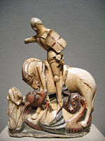 An unusually refined statue of Saint George and the Dragon