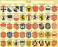 Coats of arms of the Thirteen Cantons as part of a larger collection of coats of arms of free cities by Johann Siebmacher (1605).