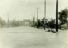 A flooded roadway