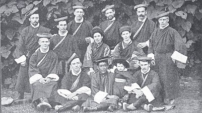 "Tibetan Pioneer Mission Band" in Tibetan dress, c. 1894.
