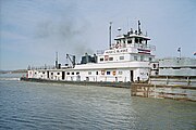 Towboat Hugh C. Blaske upbound in Portland Canal on Ohio River (1 of 2), Louisville, Kentucky, USA, 1999