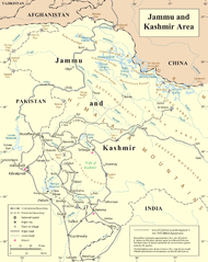Map including the upper reaches of the Yarkand River