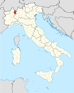 Map highlighting the location of the province of Varese in Italy