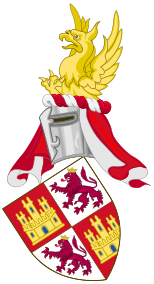 The arms of the Crown of Castile with the ancient royal crest