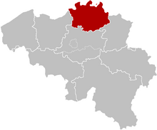 The territorial extent of the diocese of Antwerp. Note that it is smaller than the Province of Antwerp
