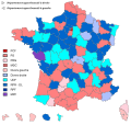 Party affiliation of the General Council Presidents of the various departments in the elections of 2001