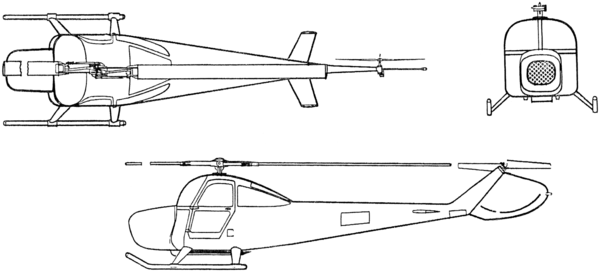 3-view line drawing of the Cessna YH-41 Seneca