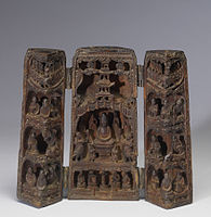 Portable Buddhist Shrine, 10th century, carved wood, Walters Art Museum