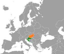 Map indicating locations of Croatia and Hungary