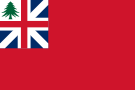 Variant of the New England variant of the red ensign, redesigned to incorporate the Union Flag. In use 1708–1775.