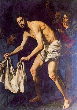 Christ gathering up his robes, Jerónimo Jacinto de Espinosa, 17th century