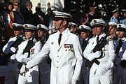 Fusiliers-marins from Toulon naval base parading in Toulon.