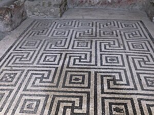 Roman meander mosaic of a tepidarium, Herculaneum, Italy, unknown architect, unknown date