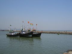 Boats of fishermen living on the island