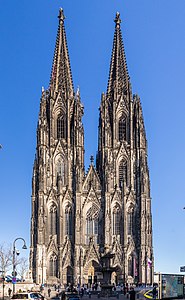 The Gothic west front of Cologne Cathedral was not completed until the 19th century.