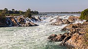 Khone Phapheng Falls, located on the Mekong River near the border with Cambodia, at 10.7 km (6.6 mi) wide, it is the widest waterfall in the world.