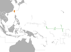 Map indicating locations of Kiribati and Taiwan