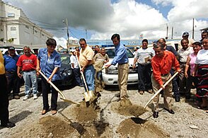 Resident Commissioner Luis Fortuño participates alongside the mayor of Yabucoa, Puerto Rico, Angel García, for the official ceremony of the new construction of the Urban Center and Plaza.