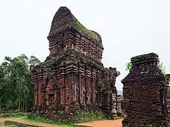 The B5 structure, a stone storehouse with distinctive boat-shaped roofs exemplifying Champa architecture in Mỹ Sơn, southern Vietnam. (c. 10th century)[188][189]