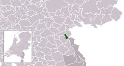 Highlighted position of Mook en Middelaar in a municipal map of Limburg