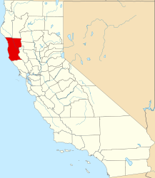 Mendocino County's location within California