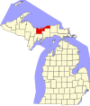 State map highlighting Alger County