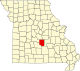 A state map highlighting Pulaski County in the middle part of the state.