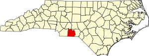 Map of North Carolina highlighting Anson County