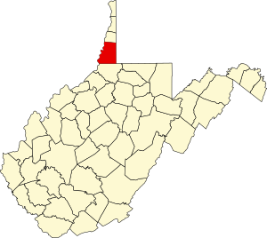 Map of West Virginia highlighting Marshall County