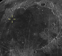 Albert is one of twelve named craters near the landing site, located in the northwest of Mare Imbrium