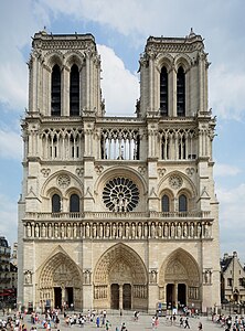 Facade of Notre-Dame de Paris, facade begun about 1200