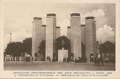 Entrance to the International Exhibition of Modern Decorative and Industrial Arts in 1925, which gave its name to "Art Deco"