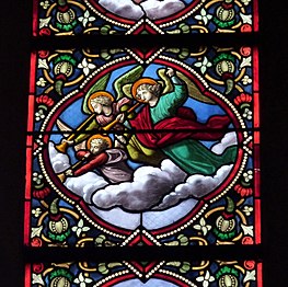 "Window of the Archangel Michael" - Angels sounding trumpets