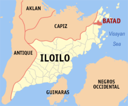 Map of Iloilo with Batad highlighted