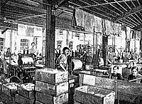 Transfer printing department of earthenware factory, Societe Ceramique, Maastricht