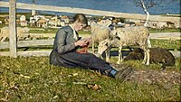 Giovanni Segantini: Strickendes Mädchen, 1888