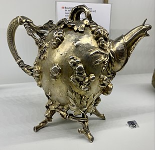 Teapot by Alphonse Debain made of gilt silver and ivory (1900)