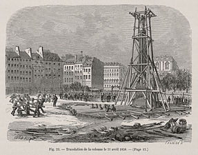 Verschiebung der Säule am 21. April 1858