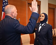 A U.S. Air Force chaplain candidate is commissioned at the Catholic Theological Union, Chicago, Illinois, December 2019.