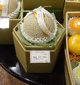 Japanese muskmelon intended as a high priced gift (that is approximately $63 USD), department store, Tokyo