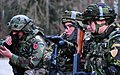 Albanian, U.S. and Romanian soldiers in a joint drill