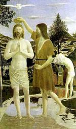Painting of The Baptism of Jesus Christ, by Piero della Francesca, 1449