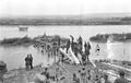 German engineers building a pontoon bridge across the Prut River during the advance towards Uman, July 1941