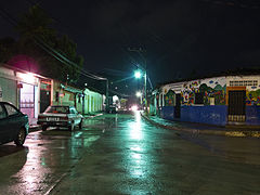 Nuevo Cuscatlan main street during night