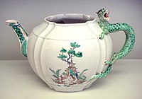 Chantilly soft-paste porcelain teapot, with Chinese dragon, 1735–1740