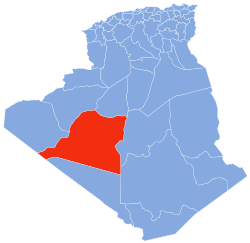 Map of Algeria highlighting Adrar