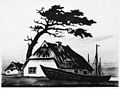 „Haus, Baum, Boot“, Holzschnitt 1960