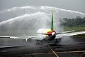 Water salute of a Camair-Co Boeing 767-300ER.