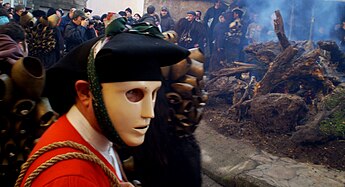 An Issohadore, typical mask of the Sardinian carnival (Mamoiada)