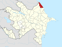 Map of Azerbaijan showing Khachmaz District